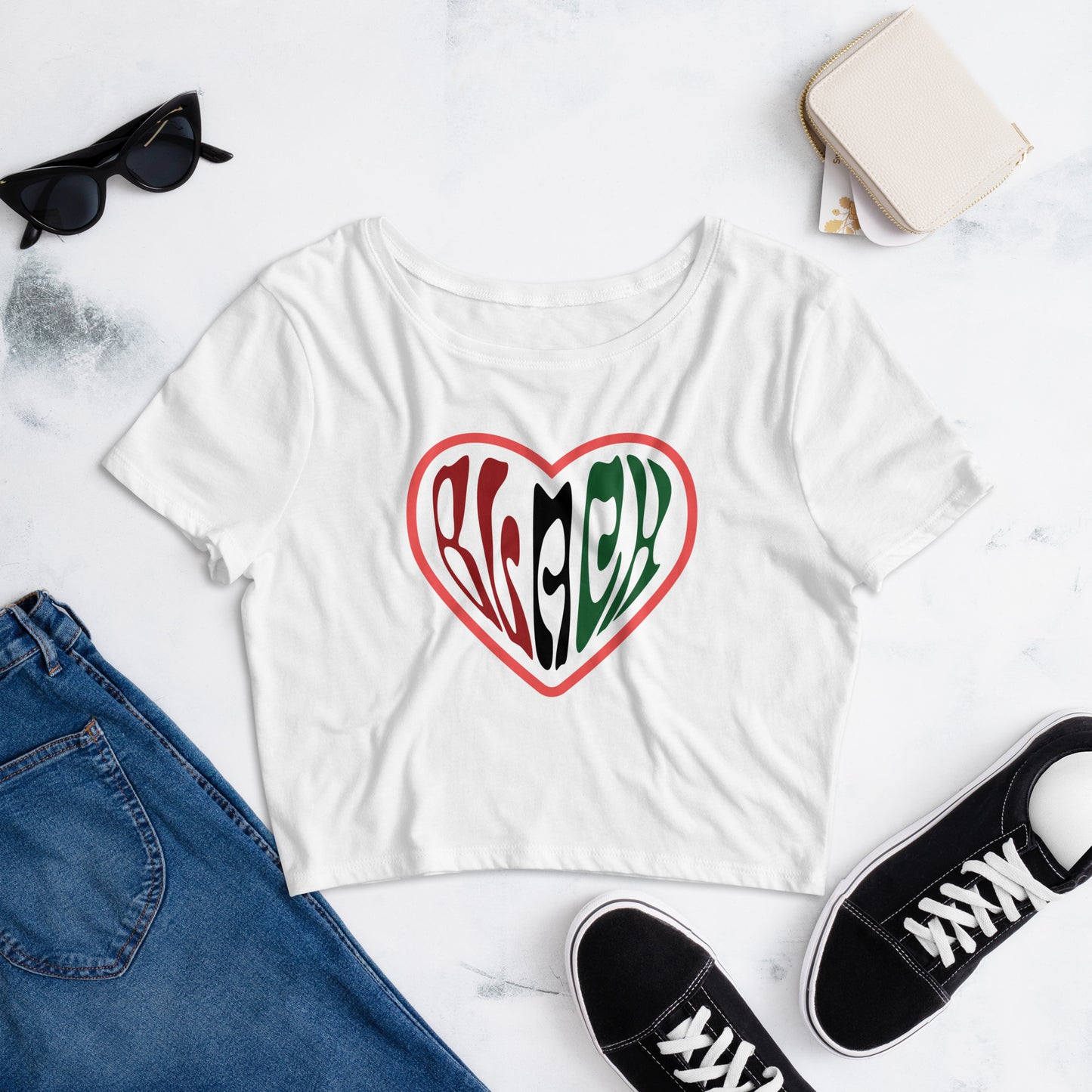 Heart Black Women’s Crop Tee